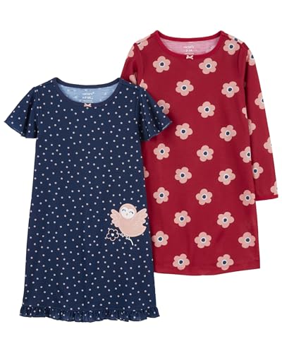 Carter's Girls' 2 Pk Gown Poly Nightgown (Wake Up Amazing, 4-5)