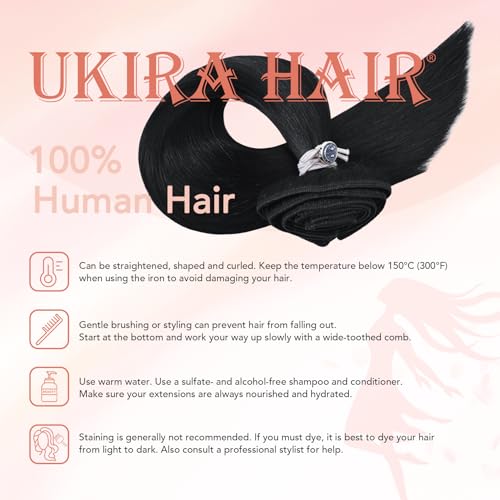 Ukira Black Hair Extensions Real Human Hair Clip in, 14 Inch 120g Jet Black Clip in Hair Extensions Real Human Hair, Natural Straight Full Head Remy Human Hair Extensions Clip in Extensions