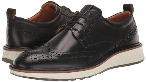 ECCO Men's ST. 1 Hybrid Brogue Oxford, Black/White, 5-5.5