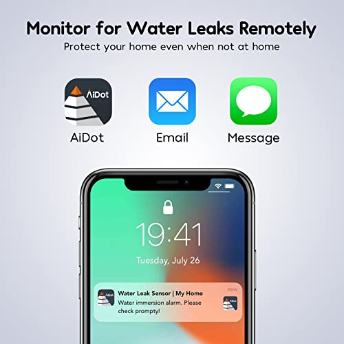 Winees WiFi Water Detector, 3 Pack Water Sensors with Leak Alert Email&SMS Notification, 100dB Adjustable Alarm, 100M Transmission for Basement, Bathroom, Laundry, IFTTT