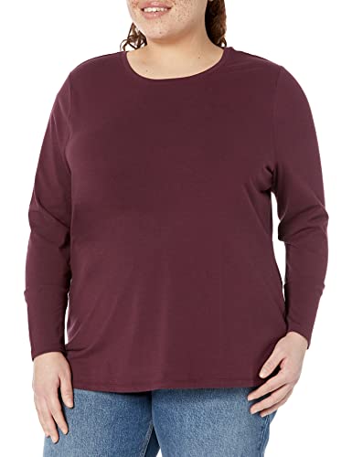 Amazon Essentials Women's Classic-Fit Long-Sleeve Crewneck T-Shirt (Available in Plus Size), Green, Small