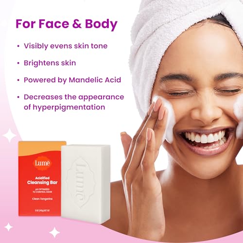Lume Acidified Body Cleansing Bar - 24 Hour Odor Control - Removes Odor Better than Soap - Moisturizing Formula - Formulated Without SLS orParabens - OB/GYN Developed - 5 ounce (Clean Tangerine)