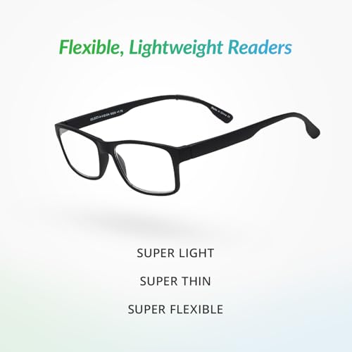 SAV Men’s Flex 2 5029 Reading Glasses - Flexible, Durable, Lightweight, Contemporary Readers For Men
