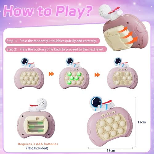 Plunack Fidget Toys Light Up Game, Handheld Games for Kids, Quick Push Bubbles Game Console, Autism Sensory Toys Birthday Gifts for Old Boys Girls Kids Teens