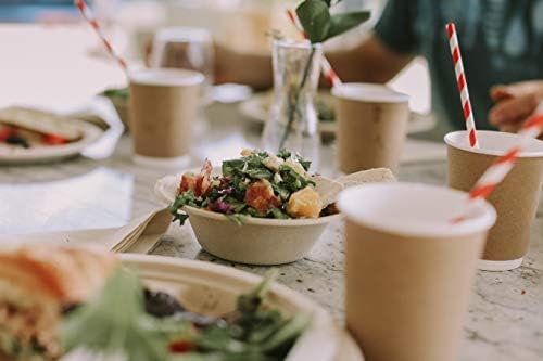 100% Compostable Paper Bowls [11.5oz 50 Pack] Soup Bowls, Pasta Bowls, Cereal, Salad, Ice Cream, Disposable Bamboo Small Bowls, Biodegradable, Unbleached by Earth's Natural Alternative