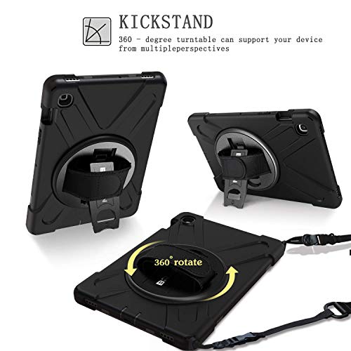 BRAECN for Galaxy Tab S5e Case, Heavy Duty Shockproof Case with Rotating Kickstand/Hand Strap and Carrying Shoulder Strap for Samsung Galaxy Tab S5e 10.5 Inch 2019 Tablet SM-T720/SM-T725(Black)