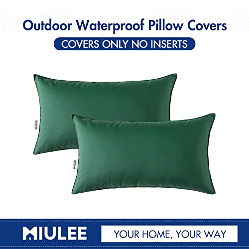 MIULEE Pack of 2 Decorative Outdoor Waterproof Pillow Covers Square Garden Cushion Sham Throw Pillowcase Shell for Spring Patio Tent Couch 16x16 Inch Pale Green