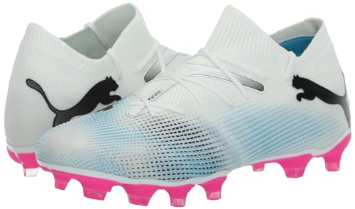 PUMA Women's Future 7 Match Firm, Artificial Ground Soccer Cleats Sneaker, Gray Skies White-Fizzy Apple, 11