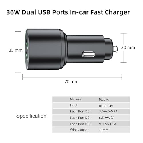 OHLPRO 3-in-1 Retractable Backseat Car Charging Station, 36W Fast Car Charger for All Phones (iPhone, Samsung), Ideal for Lyft, Turo, Uber, Taxi, Rideshare, Customer Charging Dock Attach to Headrest