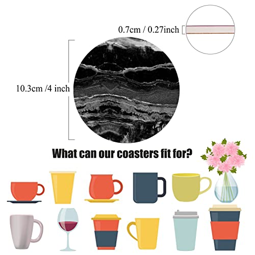 Adorever 6 Pcs Coasters for Drinks with Holder, Absorbent Drink Coaster Marble Style Ceramic Cup Coasters for Coffee Table Tabletop Protection, Coaster Set Housewarming Gift New Home Kitchen Decor