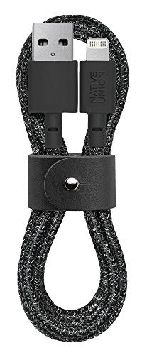 Native Union Belt Cable USB-A to Lightning - 4ft Ultra-Strong Reinforced [MFi Certified] Durable Charging Cable with Leather Strap Compatible with iPhone 14, iPhone 13, iPhone 12 and Earlier (Cosmos)
