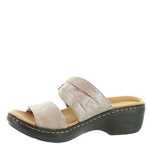 Clarks Merliah Charm Heeled Sandal, Blue Grey Textile, 9.5 Narrow