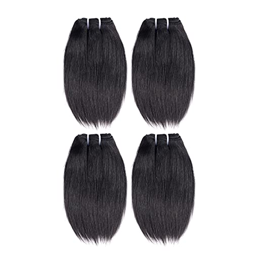 Liang Dian 14 Inch Raw Human Hair Bundles Natural Color 2 Bundles 15A Cambodian Virgin Hair 100% Unprocessed Straight Human Hair Bundles(14 14 Inch)