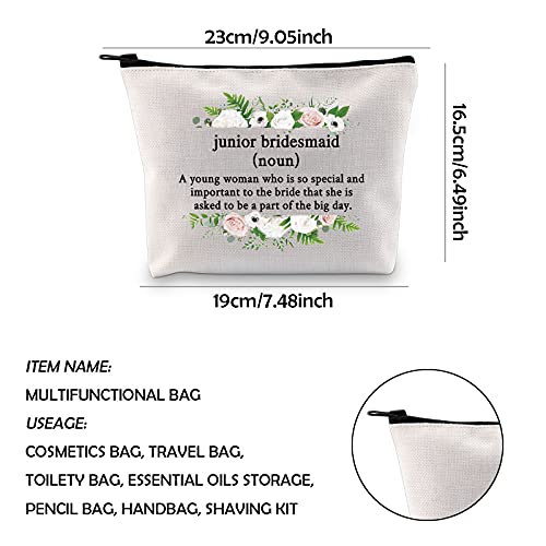 WCGXKO Junior Bridesmaid Gift Maid of Honor Proposal Gift Wedding Day Zipper Pouch Makeup Bag For Bridesmaid (Junior Bridesmaid)