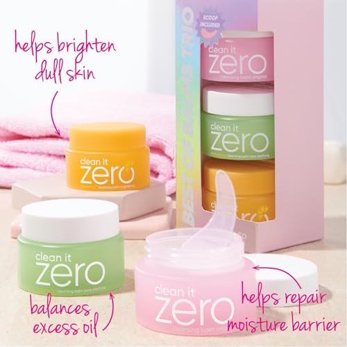 BANILA CO Clean it Zero Best of Balms Trio: Original, Brightening, Pore Clarifying (Pack of 3 travel sized balms, 25ml each)