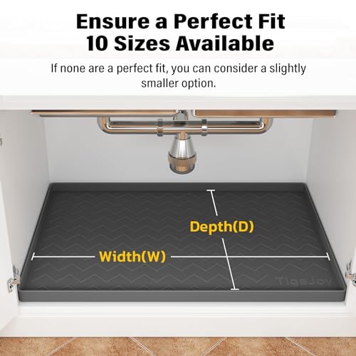 Tigejoy Under Sink Mat 19" x 19"- Waterproof Silicone Shelf Protector for Kitchen and Bathroom Cabinets, Under Sink Drip Tray Organizer, Mat for Kitchen Cabinet Organizers and Storage