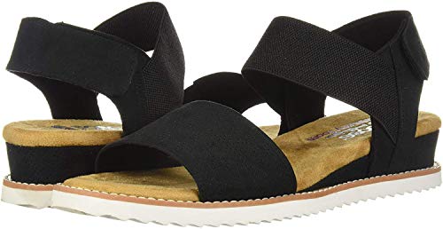 Skechers BOBS Women's Desert Kiss-Stretch Quarter Strap Sandal Flat, Taupe, 9 M US