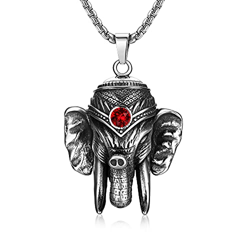 MUSECLOUD Black Elephant Necklace for Men Gothic Jewelry Stainless Steel Necklaces Goth Pendant Halloween Jewelry Punk Necklace