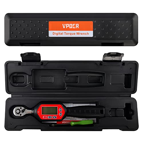 VPOER Digital Torque Wrench 1/4-inch Drive, 0.22-7.37 ft-lbs (0.3-10 Nm) (2.65-88.5 inch pound) with Buzzer & LED, Calibrated