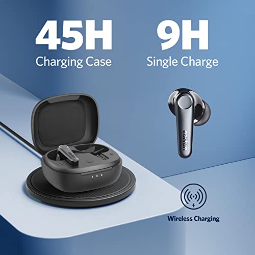 EarFun Air Pro 3 Noise Cancelling Wireless Earbuds, Qualcomm® aptX™ Adaptive Sound, 6 Mics cVc 8.0 ENC, Bluetooth 5.3 Earbuds, Multipoint Connection, 45H Playtime, App Customize EQ, Wireless Charging