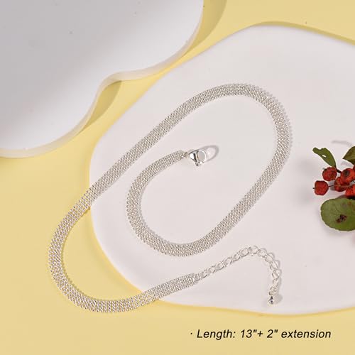Tavmudar MOLEVY Dainty Silver Necklace for Women 14K Gold Plated Choker Necklaces Silver Necklace Satellite Chain Necklaces Simple Choker Beaded Circle Necklace Trendy Jewelry Christmas Gift for Her
