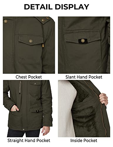 WenVen Men's Winter Warm Thickened Cotton Parka Jacket Army Green S