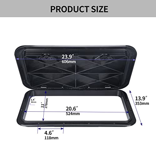 smartmarine 24"x14" Marine Boat Deck Hatch Cover,Boat Access Hatch & Lid, Black/White (Black)
