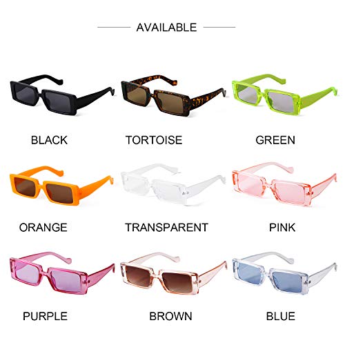 ADE WU Rectangle Sunglasses for Women Men, Black Narrow Square Frame Chunky Temple Sun Glasses