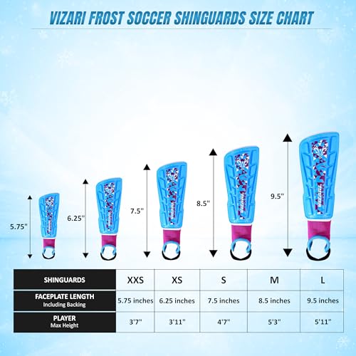 Vizari Frost Soccer Shin Guards - Unique Graphic Lightweight PP Shell - Hard Shell Protection - Foam-Padded Football Shin Pads for Comfort - Adult and Kids Soccer Shin Guards with Adjustable Straps