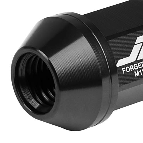 J2 Engineering 7075 Aluminum Black M12 x 1.5 20Pcs L: 35mm Close-End Lug Nut w/Adapter