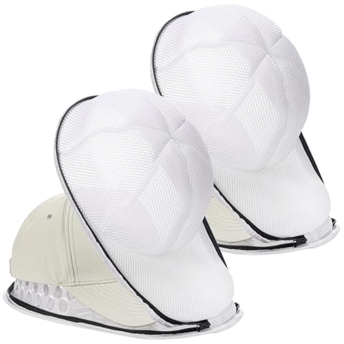 Hat Washer for Baseball Caps - 2 Pack Hat Washer for Washing Machine, Hat Cleaner, Hat Storage for Adult/Kid'S Hat Dishwasher Holder, Hat Protector Racks, Including 2 Pack Hat Bill Shaper, White