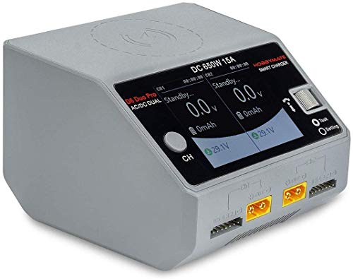 HOBBYMATE D6 Duo Pro Balance Charger Dual Ports - for Lipo Battery, Li-ion Battery, LiFe Battery, Nimh / Nicd Batttery Pack Charger, Support AC/DC Input （Gray）
