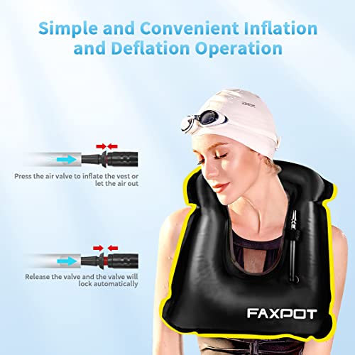 Faxpot Snorkel Vest, Inflatable Snorkeling Vest for Adults Travel, Portable Inflatable Swim Vest Buoyancy Vest for Snorkeling, Swimming, Paddleboarding Water Sports