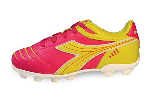 Diadora Kid's Cattura MD JR Soccer Cleats (3 Little Kid, Neon Pink/Neon Yellow/White)