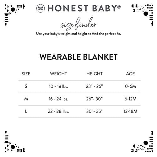 HonestBaby Organic Cotton Matelasse Wearable Blanket, Black, Small