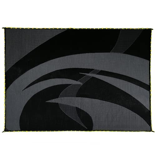 Stylish Camping L158111WL 8-feet by 11-feet LED Illuminated Patio Mat - Outdoor Patio Black/White RV Camping Mat