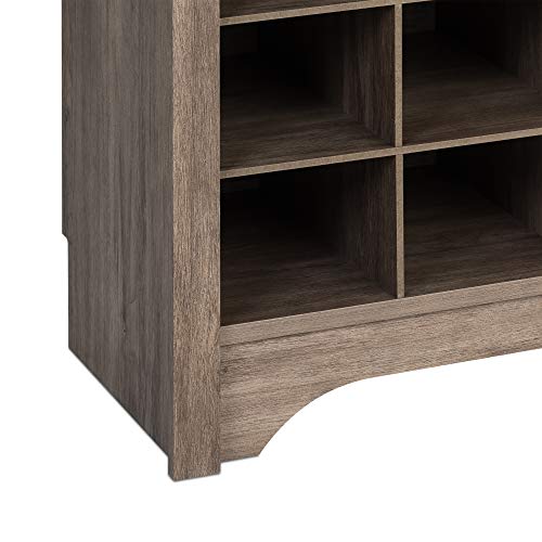 Prepac Gray Console Table, Shoe Cabinet, Storage Cabinet with 32 Shoe Cubbies and 4 Large Storage Cubbies 15.5" D x 60" W x 35" H