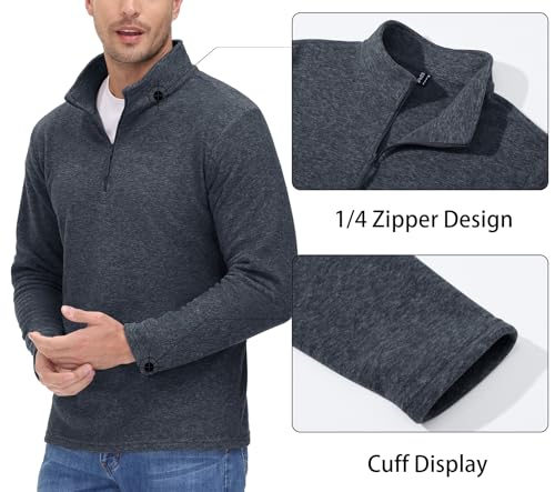 MAGCOMSEN 1/4 Zipper Pullover for Men Long Sleeve Shirts Golf Shirt Sweatshirts Quick Dry Fleece Shirt Fall Shirts Water Blue