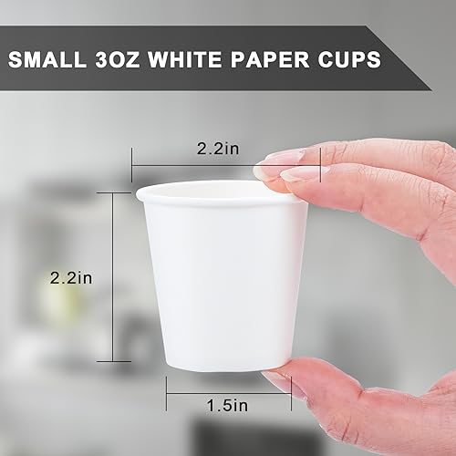 SIUQ 1200 Pack 3 oz Paper Cups, Small Disposable Bathroom Mouthwash Cups, Espresso Cups,Mini White Paper Cups 3 Ounce for Parties, Bathroom, Picnics, Travel and Events