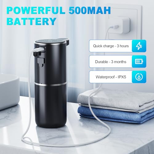 Automatic Soap Foaming Dispenser,380ml Wall Mount Touchless 4 Gear Adjustable Electric Soap Dispenser,USB Rechargeable with Infrared Motion Sensor for Bathroom,Kitchen,Office
