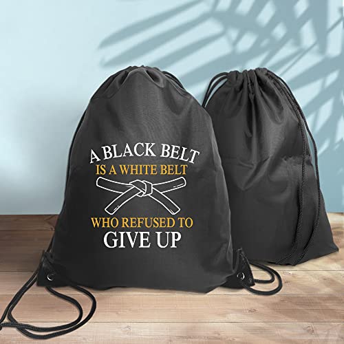 Haizct A Black Belt Is A White Belt Who Refused To Give Up Drawstring Backpacks, Tae Kwon Do Drawstring Bag for Men Women, Tae Kwon Do Gifts Karate Gifts Jiu Jitsu Gifts