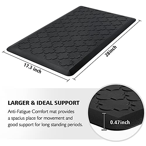 WISELIFE Kitchen Mat Cushioned Anti Fatigue Floor Mat,17.3"x28", Thick Non Slip Waterproof Kitchen Rugs and Mats,Heavy Duty Foam Standing Mat for Kitchen,Floor,Home,Desk,Sink,Laundry (Black,17.3"x28")