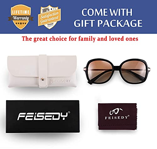 FEISEDY Classic Womens Elegant Polarized Sunglasses Ladies Wide Square Sunglasses Shades B2683