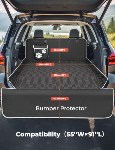 Oasser SUV Cargo Liner for Dogs Large Cargo Liner for SUV Waterproof Trunk Cover for Dogs with Detachable Pocket (Black, XL (55 x 91inch)