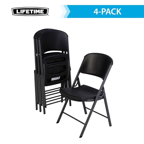 Lifetime 80187 Commercial Grade Folding Chair, 4 Pack, Black