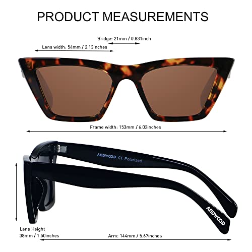 ANDWOOD Cat Eye Sunglasses for Women Polarized Cateye Frames Fashion Vintage Square Classic Retro Sun Glasses