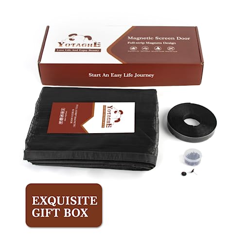 Yotache Magnetic Screen Door Fits Door Size 30 x 80, Screen Size 32" x 81", New Series Full Strip Magnets Reinforced Mesh Door Screen Magnetic Closure for Front Patio Back Door