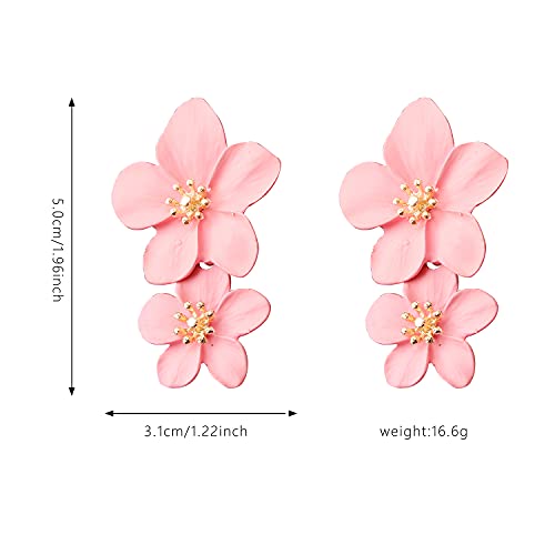 Seakuur Boho Flower Stud Earrings for Women Flower Shaped Daisy Earrings with Gold Bud (Gold)