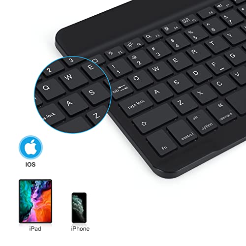 OMOTON Bluetooth Keyboard, Wireless Rechargeable Keyboard for iPad, iPad Pro, iPad Mini, iPad Air with Illuminated LED (Black)