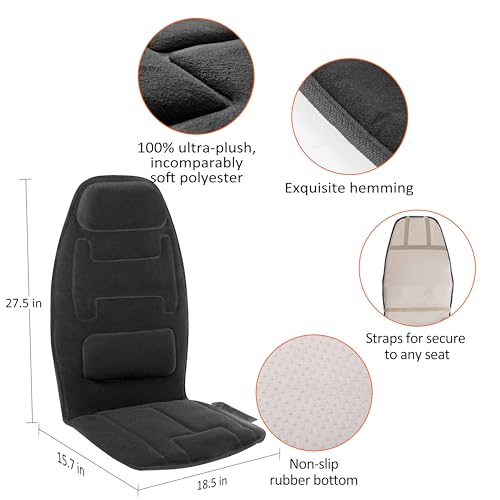 Snailax Massage Cushion with Heat - Memory Foam Neck and Lumbar Support, 10 Vibration Motors for Back and Chair